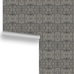 Tiki Classico (Black on Off White) Removable Wallpaper