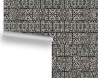Tiki Classico (Black on Off White) Removable Wallpaper