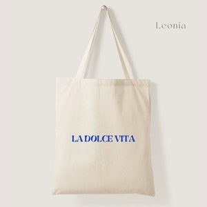 La Dolce Vita Jutebeutel - 100% Baumwollbeutel, handbemalte Stofftaschen, Jutebeutel für den Sommer, Tragetaschen für Urlaub, Strandtaschen