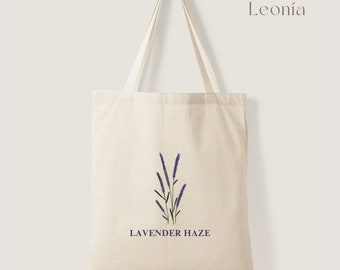 Handbemalter Jutebeutel, Baumwollbeutel, Stofftasche, Tragetasche mit Songtext "Lavender Haze"