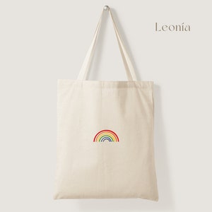 Hand painted jute bag, fabric tote bag, sustainable cotton bags, eco-friendly fabric bags, tote bag, "Rainbow"