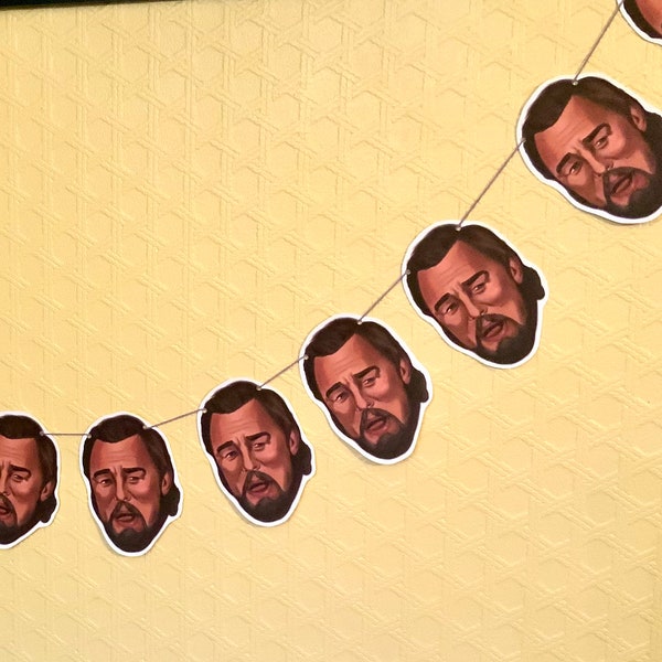 Leonardo DiCaprio Meme Bunting / Party Banner -  Birthday Banner Decoration Sign Birthday Garland Django Unchained Face - Christmas Party