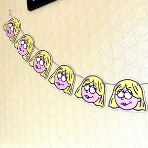 Lizzie McGuire face Party Bunting / Party Banner -  Birthday Banner Decoration Sign Birthday Garland Cartoon Lizzie - Christmas Decostion
