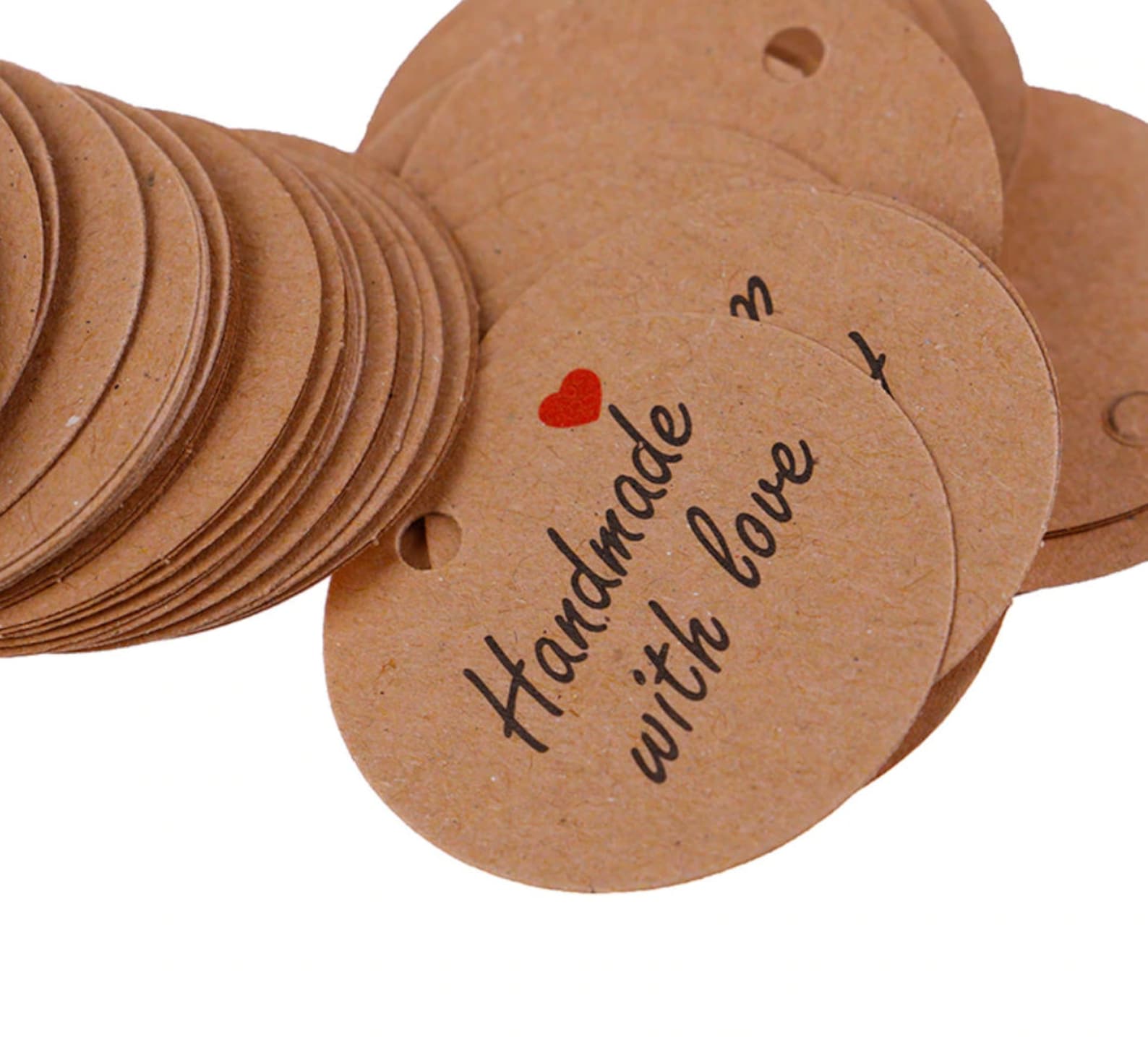 Handmade with Love Labels Hang Tags Blank Kraft Paper String | Etsy
