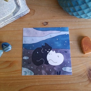 Carte illustrée - « Meli & Melo - Sous la pluie » - Format carré