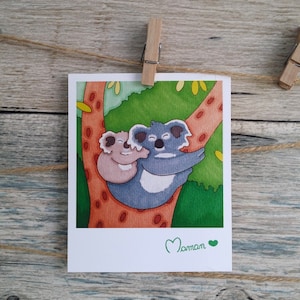 Carte illustrée Maman Koala - Format polaroid