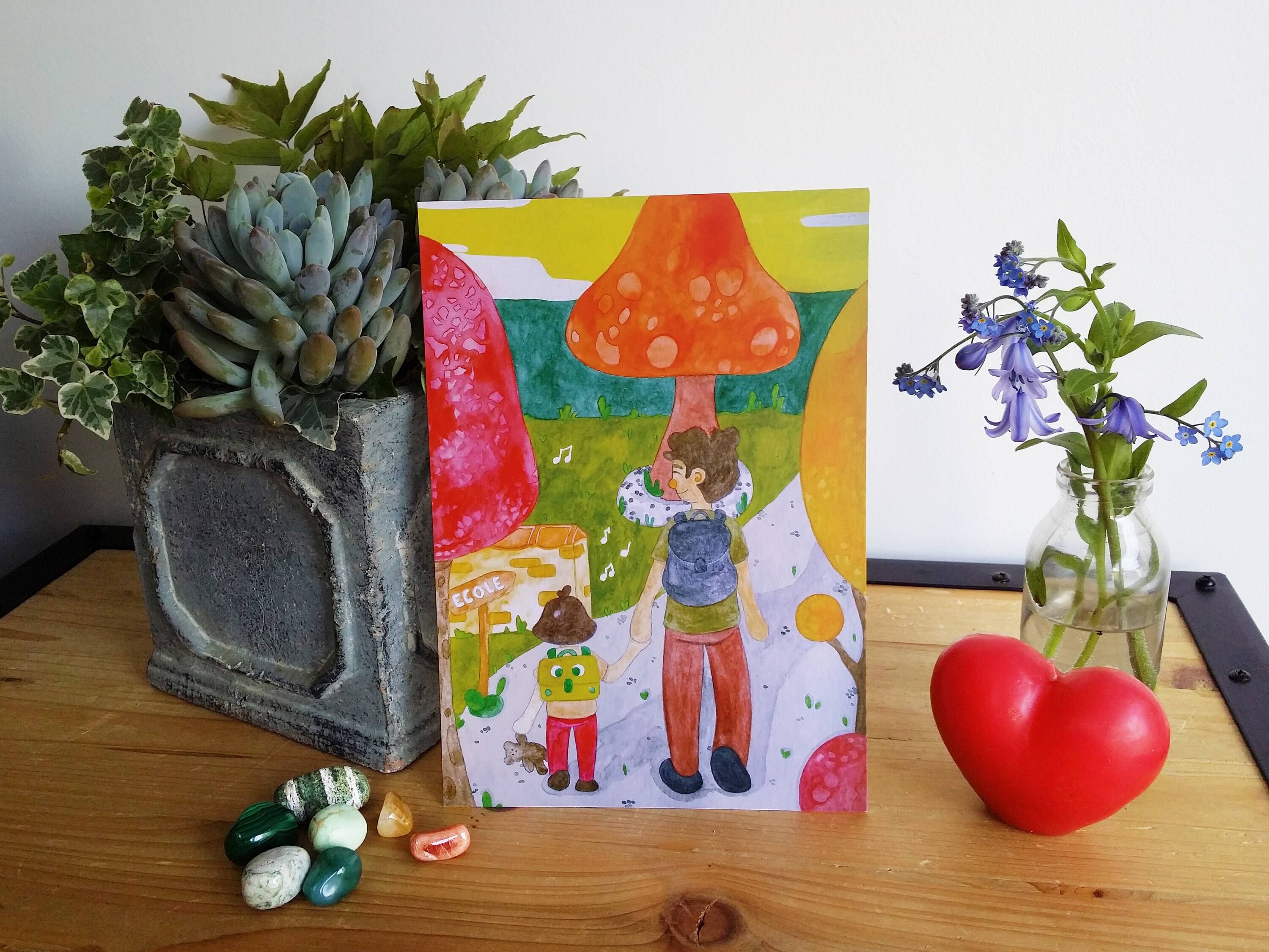 Grande Carte Illustrée - sur Le Chemin de L'école A5