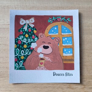 Carte illustrée - Ours « Douces fêtes »