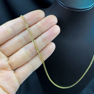 14k Gold Cuban Curb Link Chain Necklace 2.5mm Real Gold Miami Cuban Chain, Gold Curb Chain Necklace