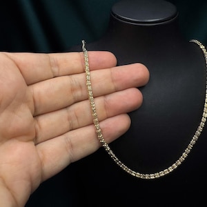 Solid 14k Yellow Gold Ice Link Chain Necklace 3.1mm Gold Diamond Cut Ice Link Chain, Made in Italy
