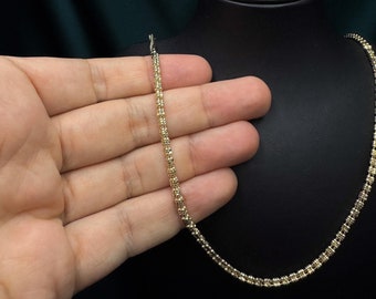 14K ホワイト ゴールド アイス リンク チェーン ネックレス