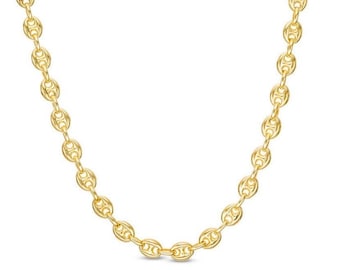 4,5 mm Puffed Mariner Anker Gliederkettenhalskette 14k Gelbgold, Echtgold Puffed Mariner Gliederkette, Unisex Halskette