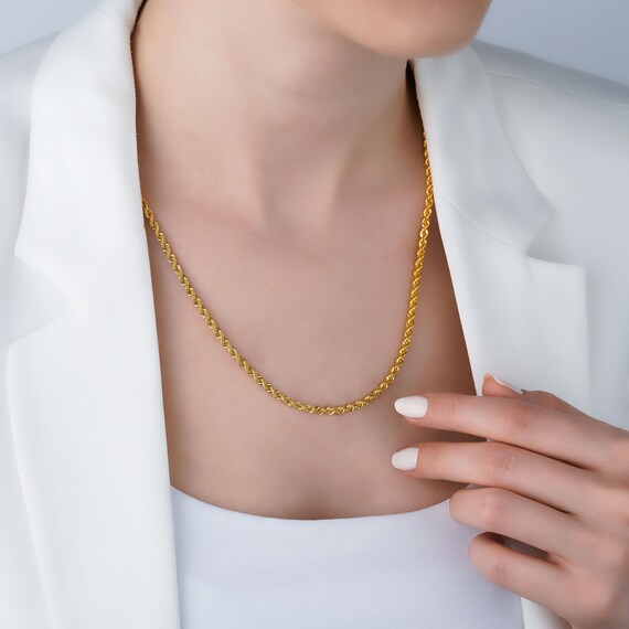 14K All Real Yellow Gold Rope Chain 