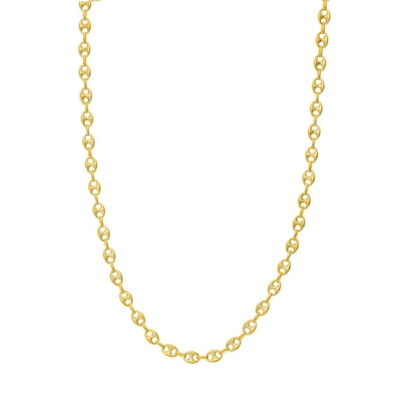 6.5mm Puffed Mariner Link Chain Necklace Real 14k Gold Puffed