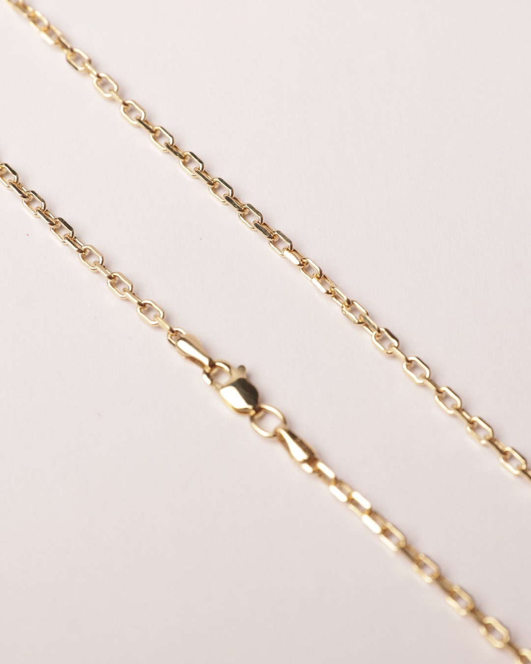 2.4mm Gold Cable Link Chain Necklace 14k Real Solid Gold Paper - Etsy