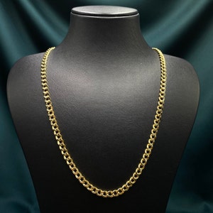 Real 14k Gold Miami Cuban Link Chain Necklace 4mm Solid Gold Cuban Curb ...