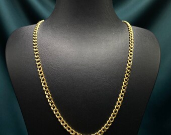 Catena Oro Placcato 14K Collana Catena Cubana Uomo Placcata Oro 14K &ndash; Maglia 6 Mm, Lunghezza 26", Con Serratura Di Sicurezza Collana Hip Hop Uomo