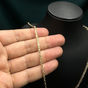 14k Real Gold Byzantine Chain Necklace 2mm Yellow Gold Byzantine Necklace Chain