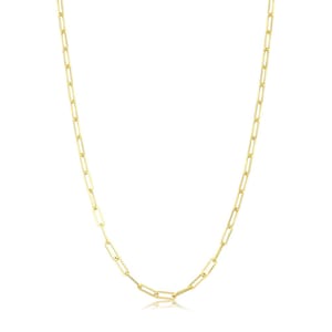 Collana con catena a graffetta da 3,2 mm Collana con catena a maglie a graffetta in oro massiccio 14k