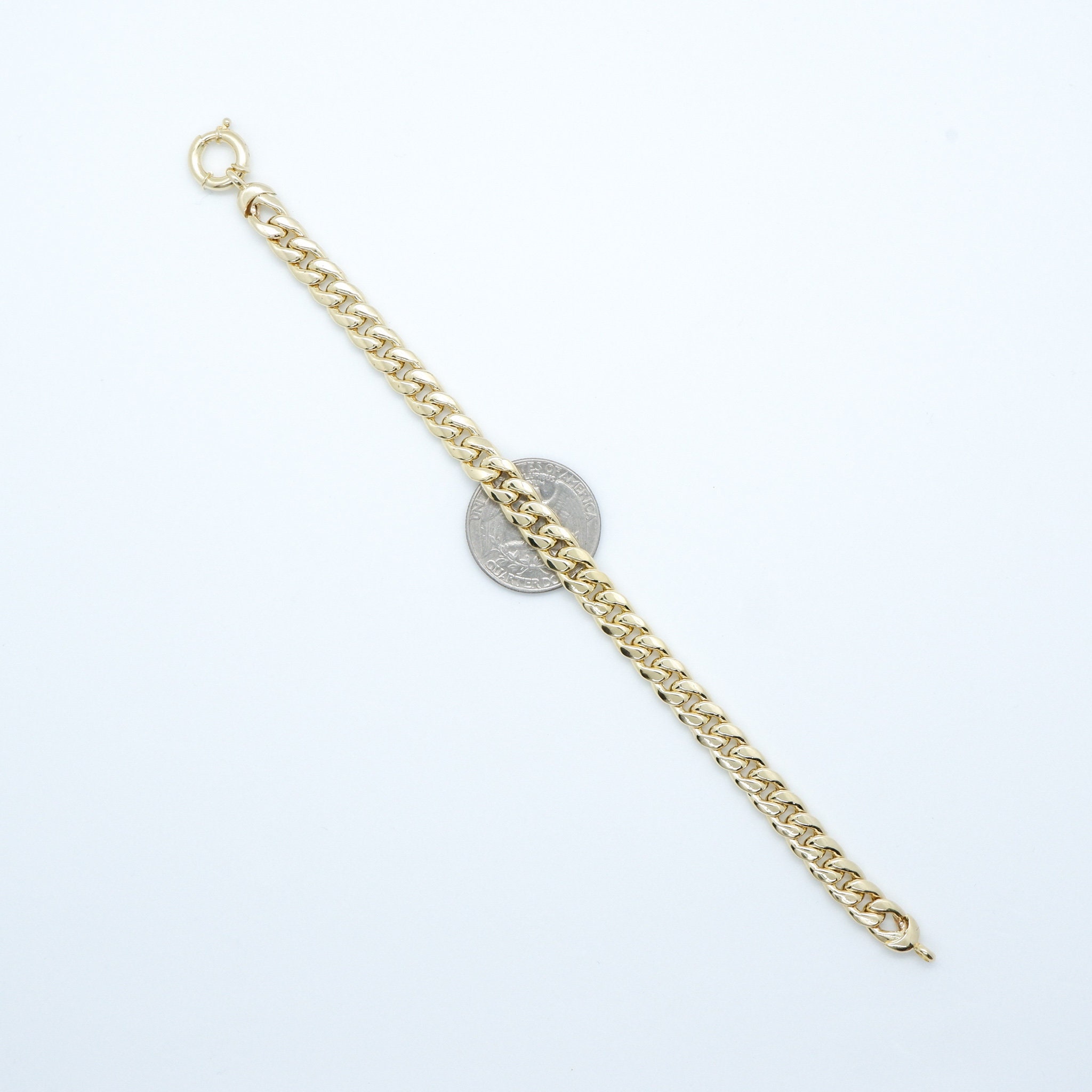 7.3 mm マイアミ キューバンチェーンブレスレット 14K リアルゴールド