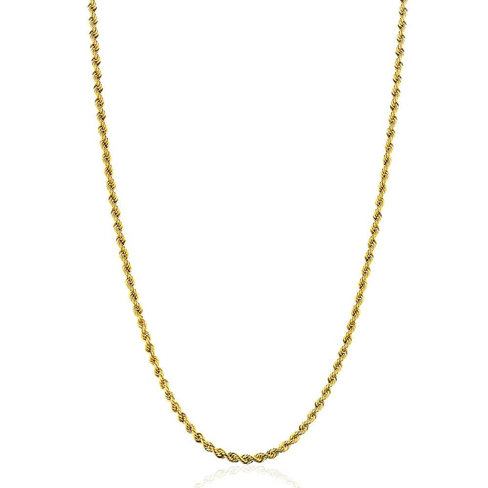 14K ゴールド ロープ チェーン ネックレス 2.2 mm 2.8 mm 3.3 mm