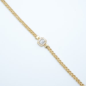 Gold Rope Chain Bracelet 14k Real Gold Rope Solitaire Bracelet, Gold Twisted Bracelet, Cz Solitaire Moissanite Bracelet