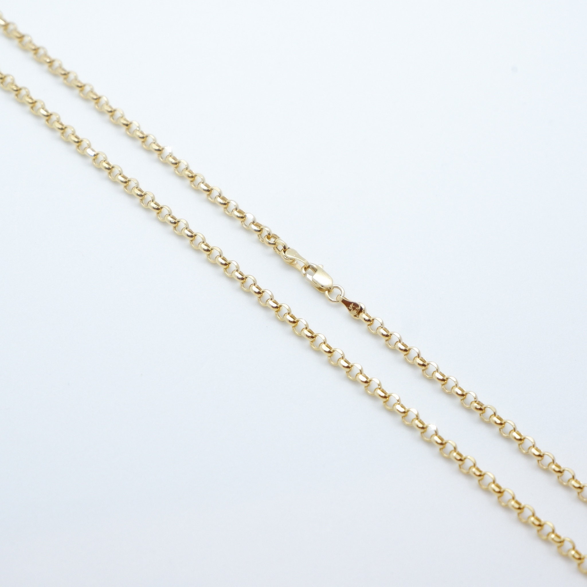 3.5mm Gold Rolo Chain Necklace 14k Solid Yellow Gold Diamond - Etsy