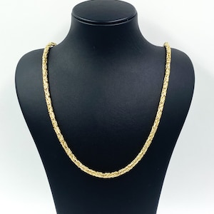 14k Yellow Gold Round Byzantine Chain Necklace 3.5mm Real Gold Byzantine Necklace Chain,