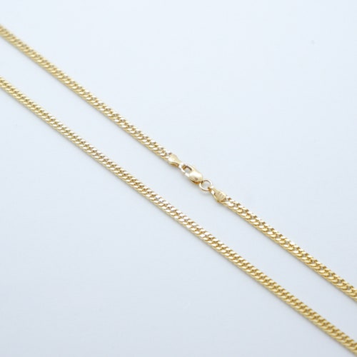 3mm Solid Gold Cuban Link Chain Necklace 14k Yellow Gold Miami - Etsy
