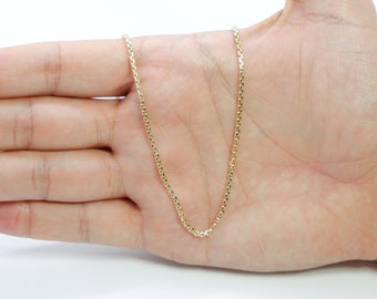 2mm Round Box Chain Necklace Solid 14k Real Gold Round Box Link Chain Necklace