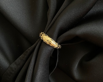 Solid 14k Gold Snake Ring Yellow Gold Snake Skin Ring, Real Gold Statement Ring
