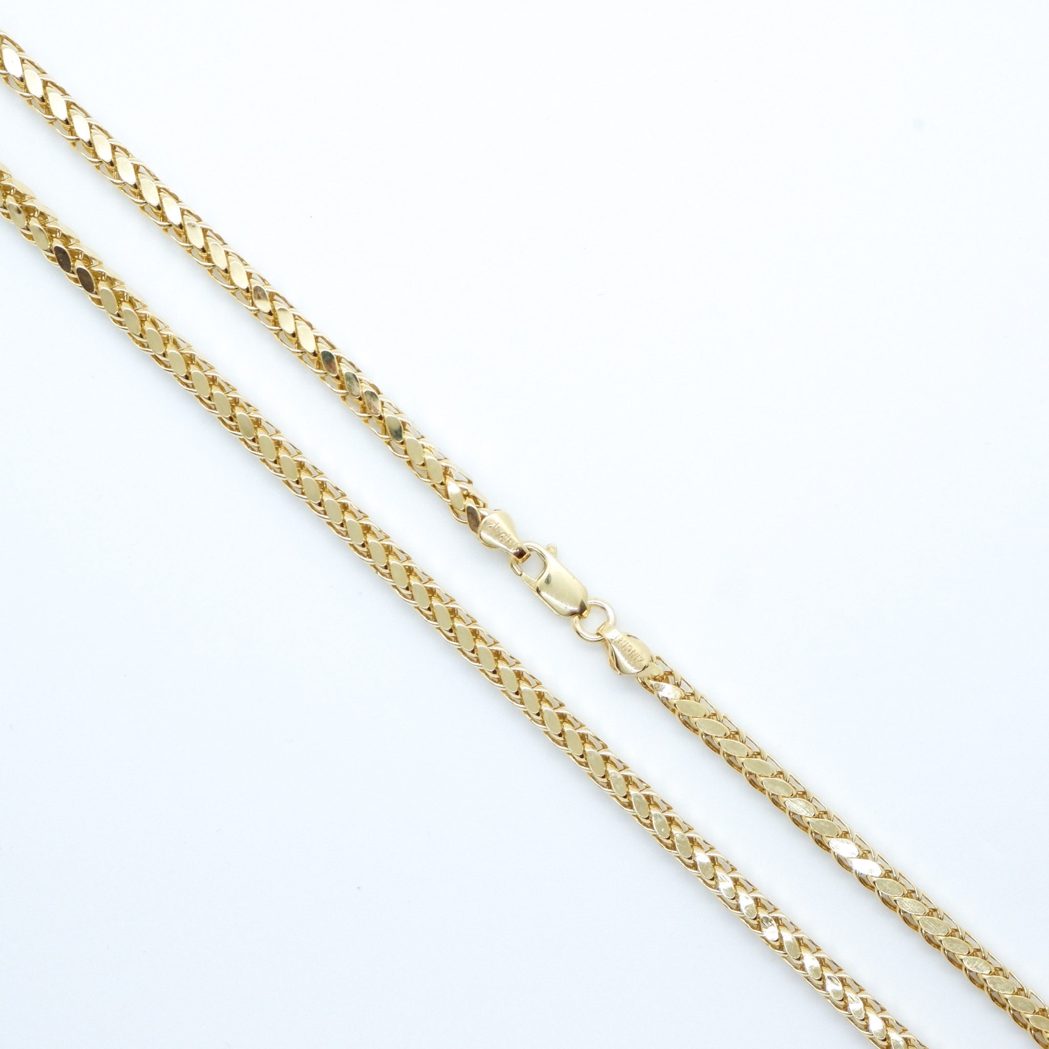 10k Yellow Gold Women's Wheat Palm Franco Necklace with Lobster Lock