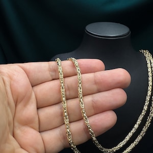 Solid 14k Gold Round Byzantine Chain Necklace 3.1mm 3.5mm Real Gold Byzantine Necklace Chain