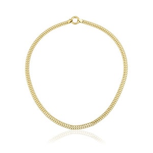 5.5mm Gold Vienna Chain Necklace Real 14k Yellow Gold Double Curb Chain, 5.5mm Gold Vienna Choker, Gold Mesh Necklace Chain