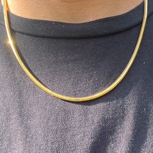 3mm Round Snake Chain Necklace 14k Solid Yellow Gold Round Snake Chain Fine Jewelry Unisex Necklace, Mens Gold Chain