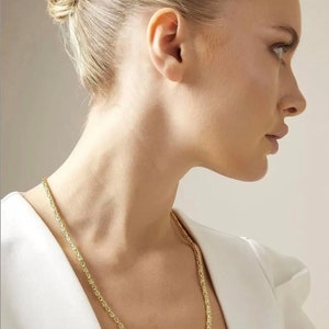 3.1mm Round Byzantine Chain Necklace Solid 14k Gold Byzantine Necklace Chain
