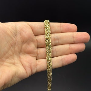 6mm-9mm Gold Byzantine Bracelet Real 14K Yellow Gold Byzantine Chain Bracelet, Gold Flat Byzantine Bracelet