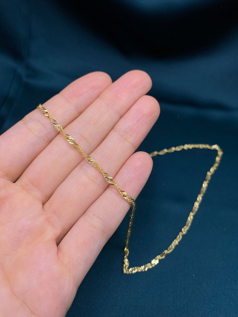 14k Solid Gold Singapore Chain Necklace 2.5mm Yellow Gold Etsy