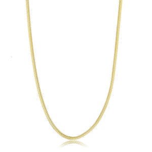 14K Solid Yellow Gold Flat Snake Chain Necklace 2.1mm Real Gold Snake Necklace Chain, Layered Necklace 16 18 20 22 24 Inches