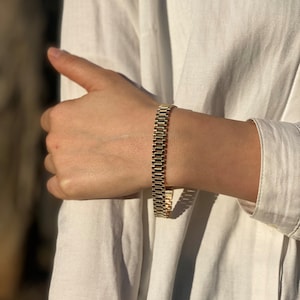 9mm Gold Chain Bracelet 14k Solid Yellow Gold Mesh Bracelet Unisex Gold Bracelets