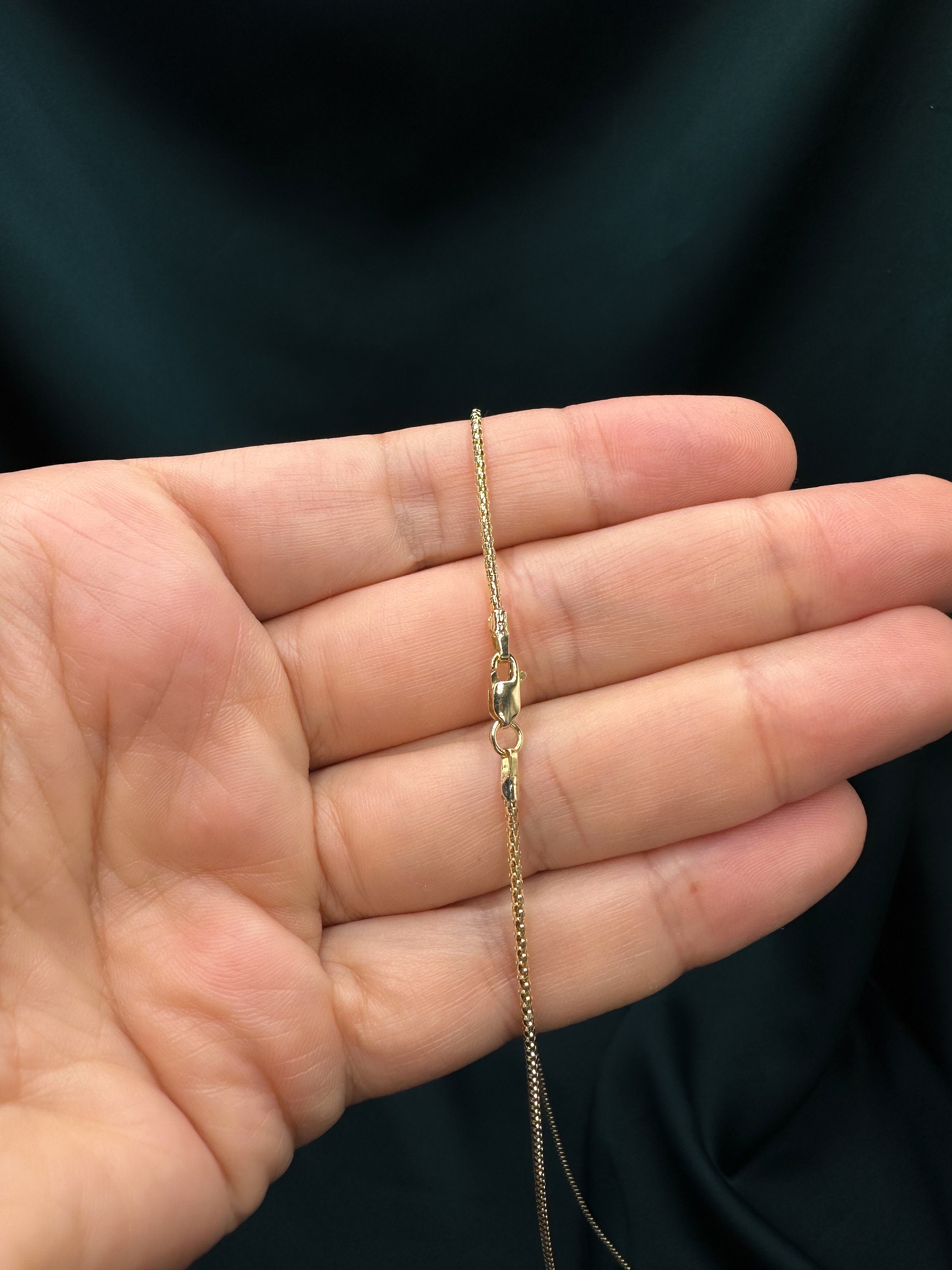 14Kイエローゴールドラウンドスネークチェーンネックレス 1.5mm