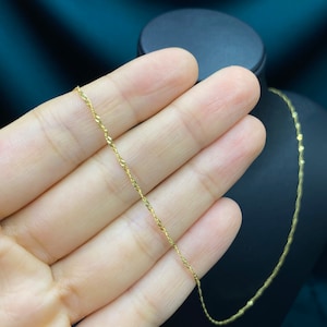 1.2mm Gold Twisted Singapore Chain Necklace, 14k Real Gold Singapore Chain