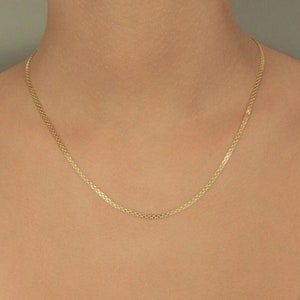Solid 14k Real Gold Bismark Mesh Chain Necklace 2.8mm Bismark Chain Reflexion Necklace Dainty Fine Minimalist Jewelry
