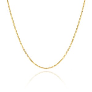 14k Solid Gold Round Box Chain Necklace 1.5mm Real Yellow Gold Round Box Chain Necklace 16 18 20 22 24 Inch