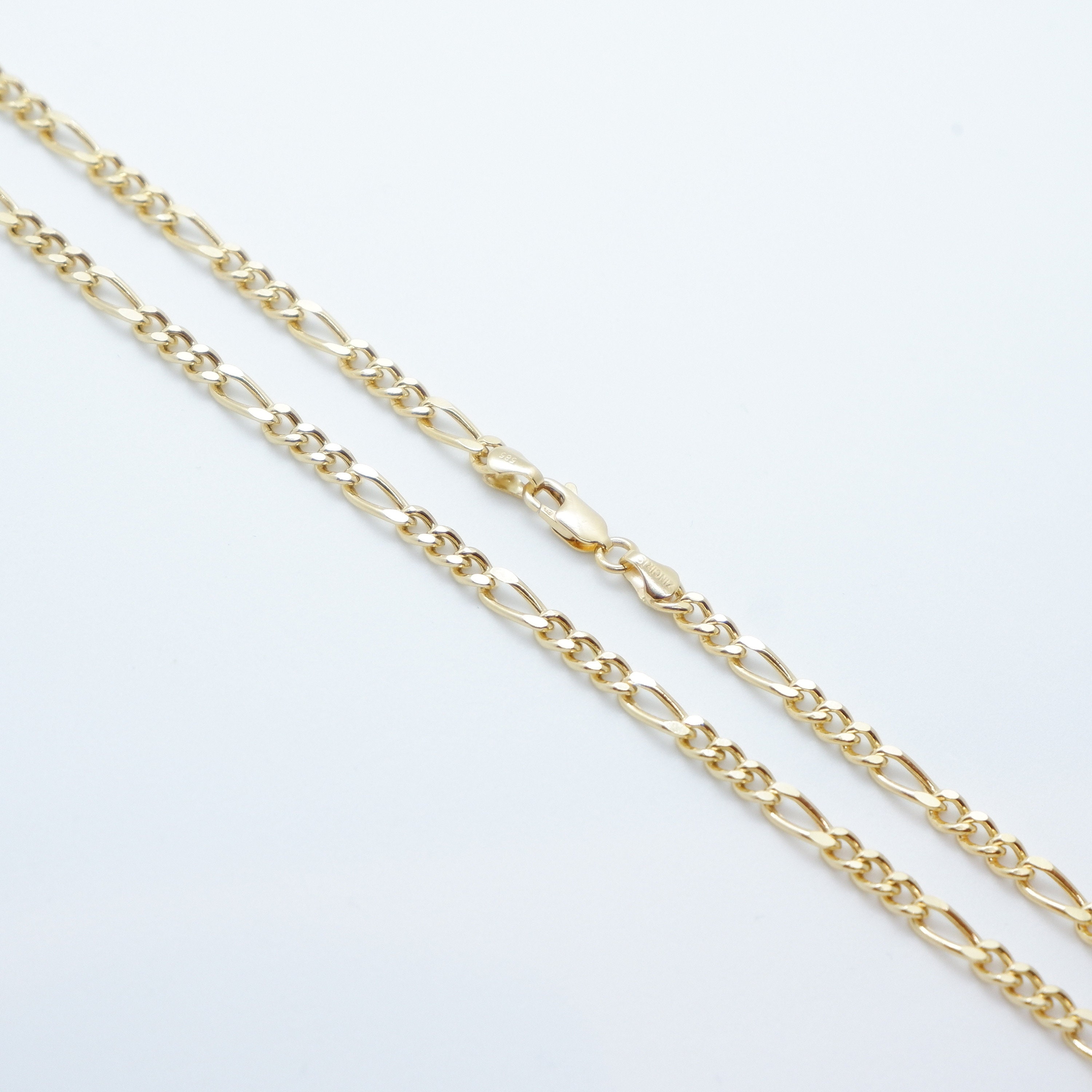 ソリッド 14k ゴールド フィガロ チェーン ネックレス 4.5 mm