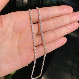 Tennis Chain Necklace Solid 14k Yellow Gold 2.1mm Round Cut Tennis Chain Necklace