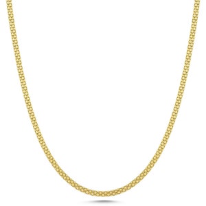 2.8mm Reflexions Mesh Bismark Chain Necklace Solid 14k Real Gold Vintage Handmade Mesh Necklace, Dainty Fine Minimalist Jewelry