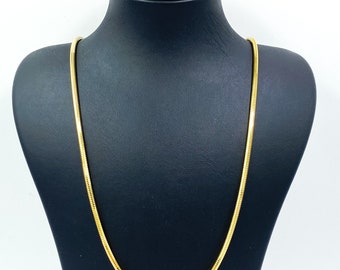 Halsband i 14k gult guld med runt ormkedjemönster, 2,4 mm ormkedja i massivt guld, Fina smycken, unisexhalsband