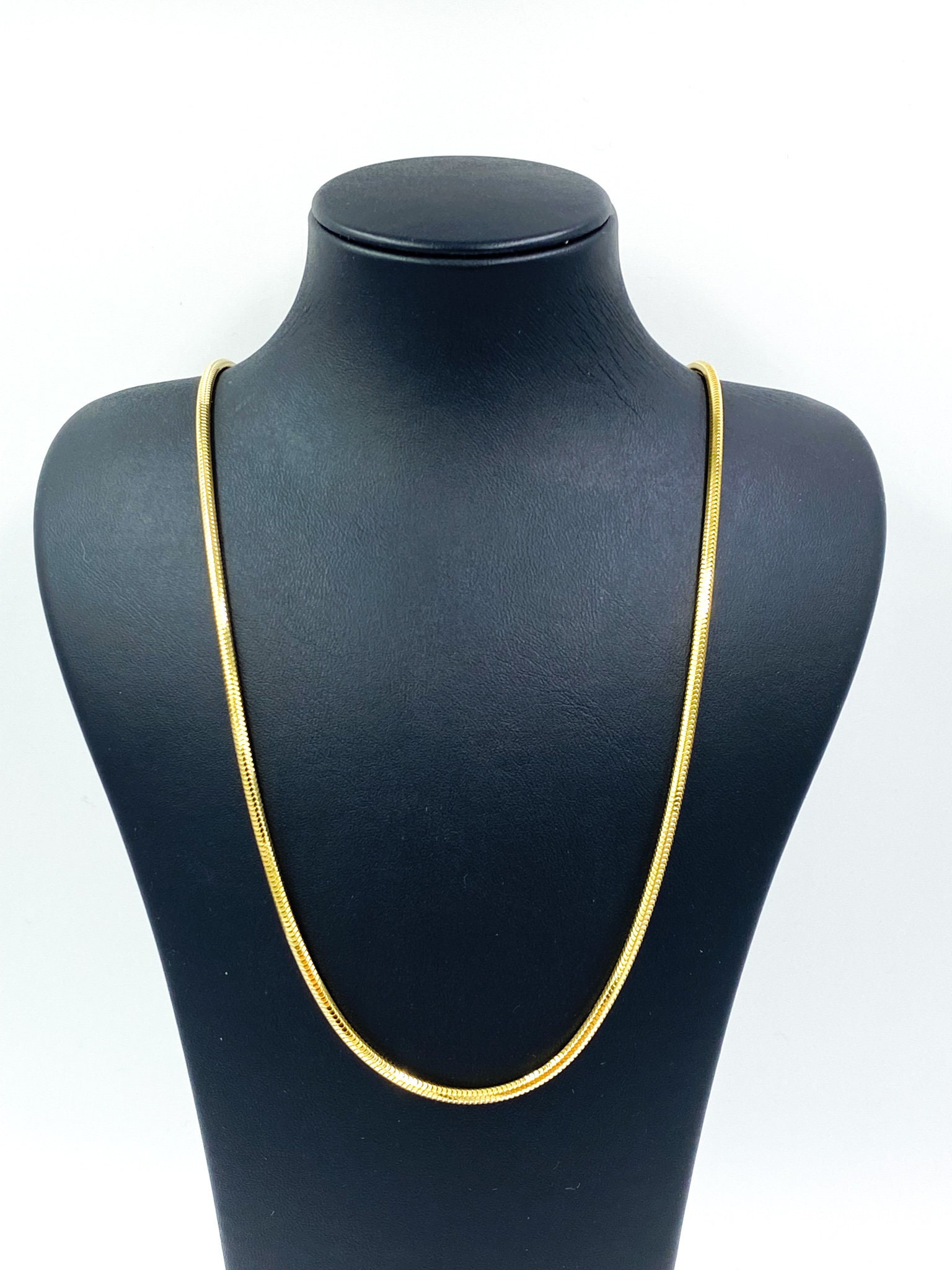 【2plan】23FW★ [MADE] 028 Insert snake thick chain necklace 14k Solid Yellow Gold Round Snake Chain Necklace, 2.4mm