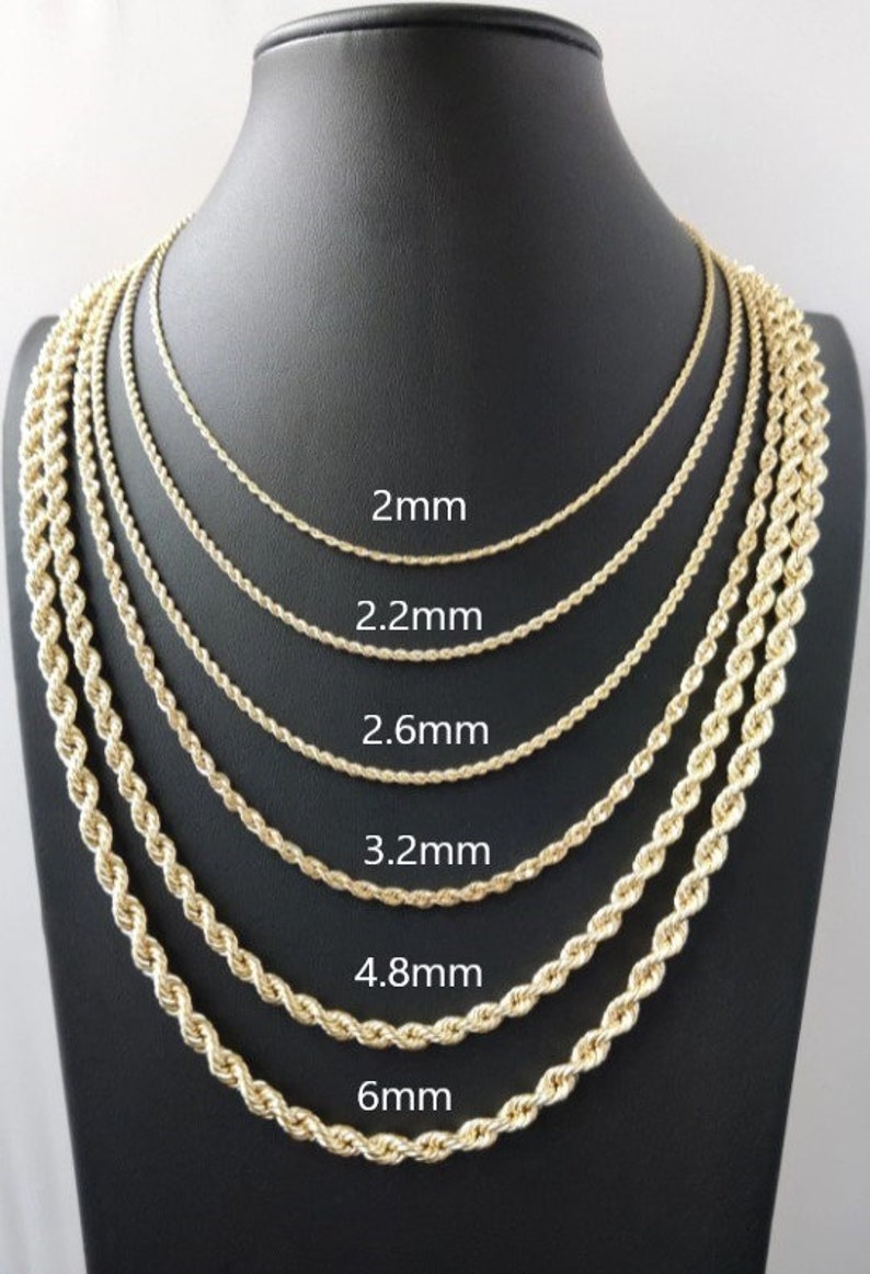Gold Rope Chain 14k Real Gold Rope Chain Necklace Gold Chain | Etsy